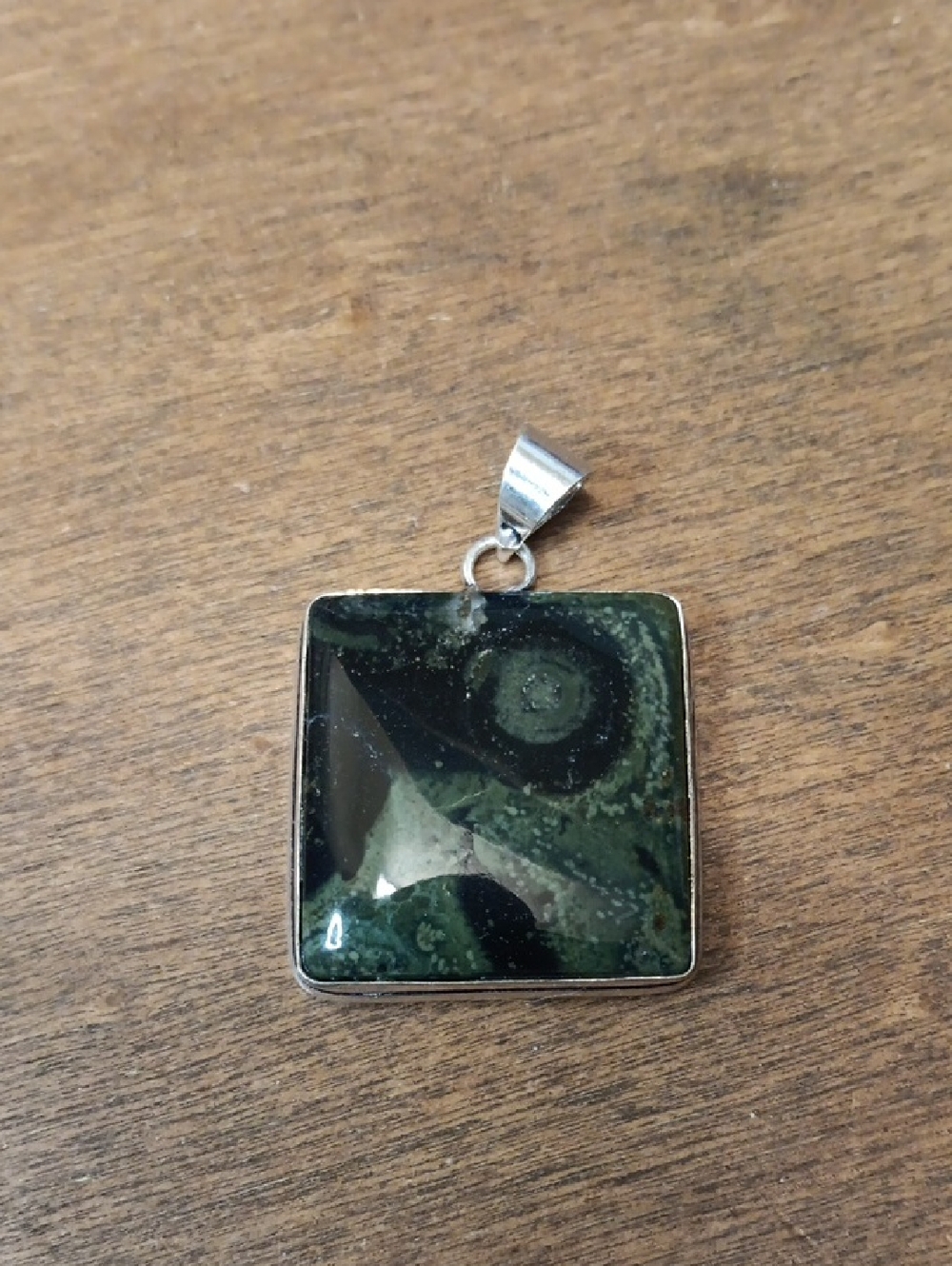 Green Jasper Square Pendant Necklace